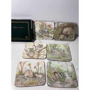 VTG Australian Animals Coasters Set Of 6 Dynasty Of Distinction Kork 1981